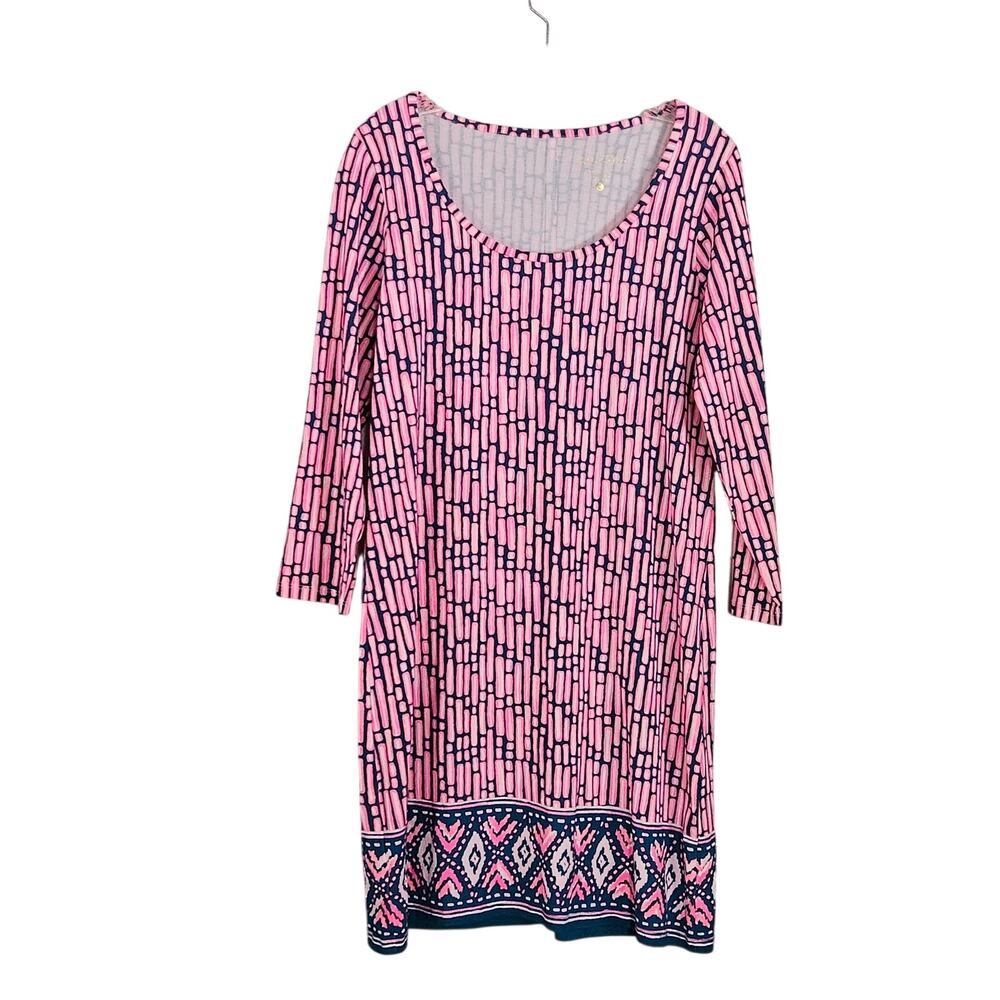 Lilly Pulitzer Beacon Dress Slathouse Striped Pima Cotton sz L EUC